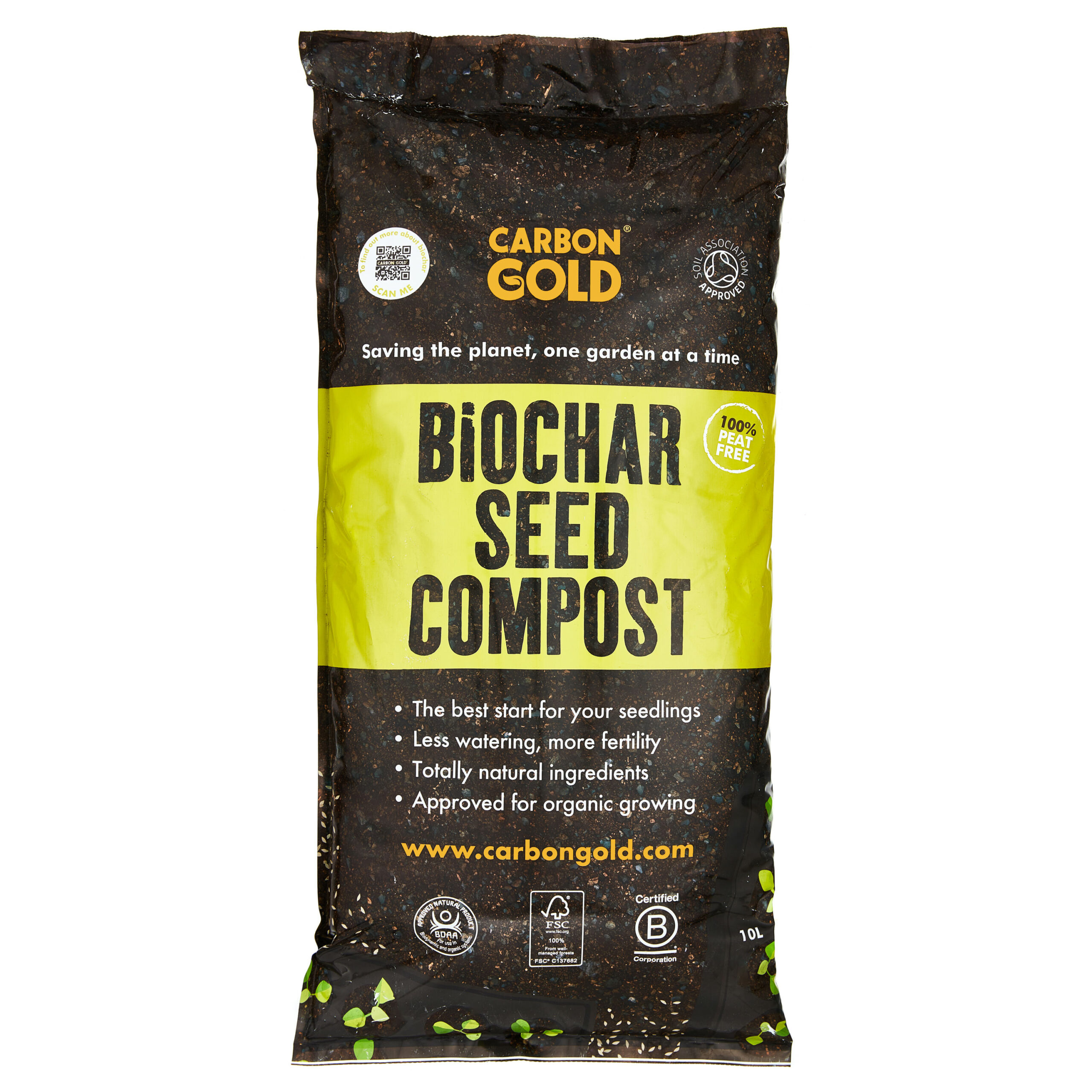 peatfree-Biochar Carbongold todo propósito Compost 3 X 20L Paquete